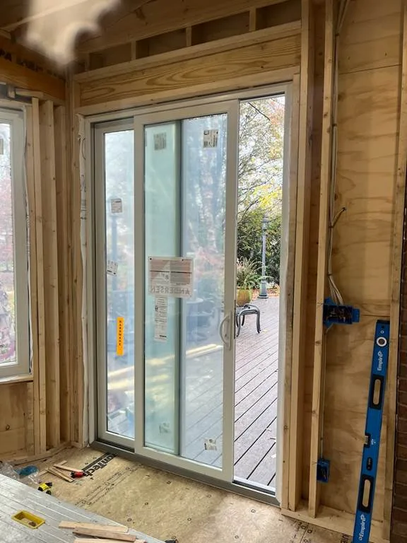 Mason home addition - During - sliding glass door